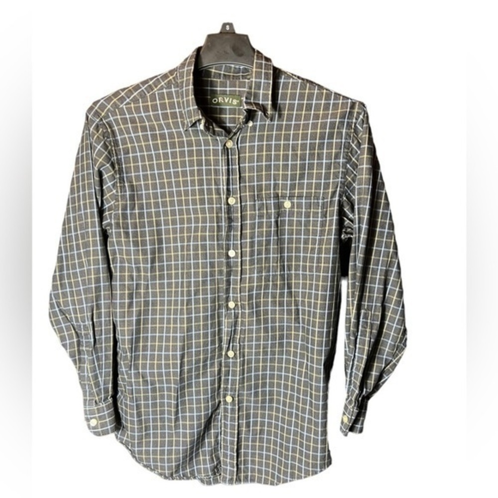 Orvis Long Sleeve Button Shirt Mens Medium Plaid Multicolor 100% Cotton‎ Casual